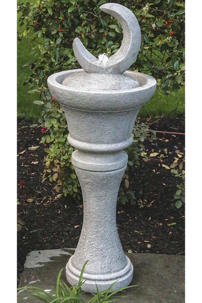 Crescent Moon Fountain with Light Luna Modern Outdoor Made Decorative